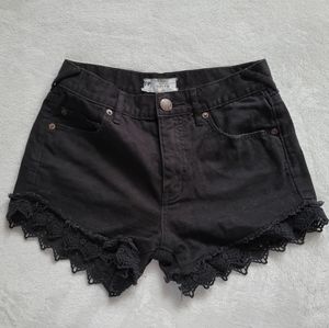 [Free People] Crochet-Lace Bottom Shorts